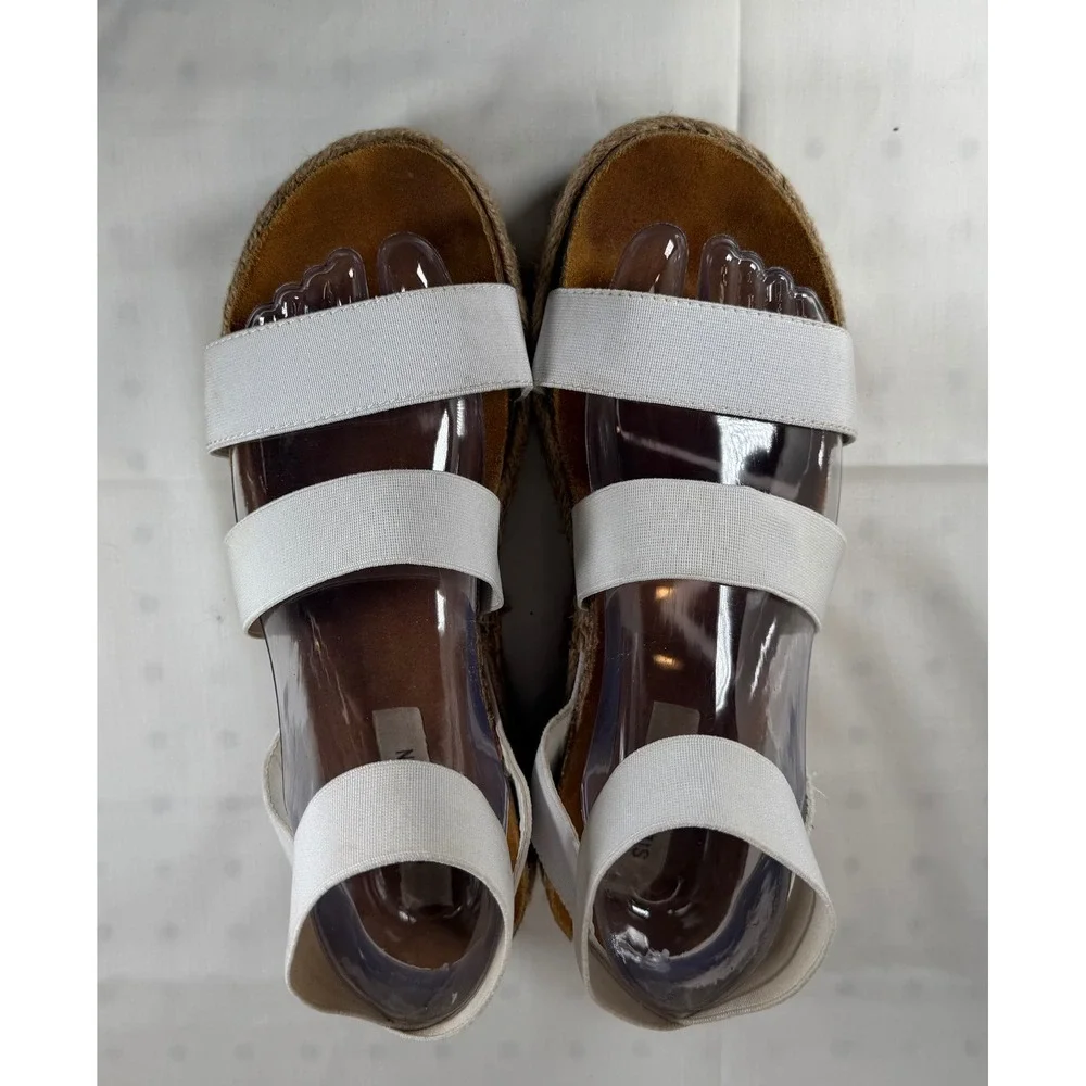 Steve Madden Bandi White Elastic Strap Espadrille Platform Sandals‎ Flatforms 10